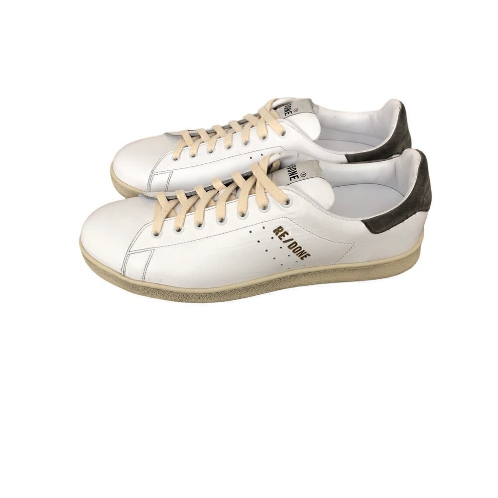 RE/DONE Tennis Sneakers Leather Low Top Trainer Shoes White Gray NWB Size 11